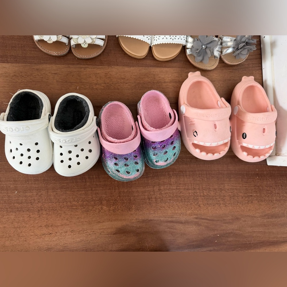 CROCS Kids Sandals - White, Pink, and Multicolor